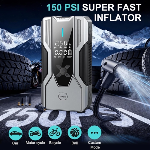 All-in-one - 8000A Jumpstarter, PowerBank og 150 PSI luftkompressor
