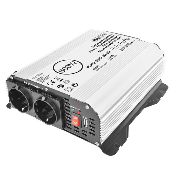 ProPlus Ren Sinus-omformer 12V-230V 300W/600W + USB